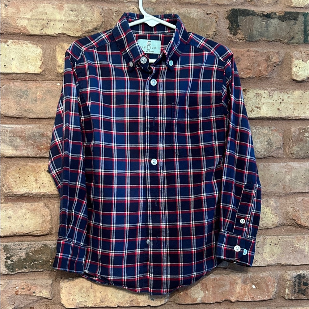 Class Club Kids Blue and Red Checkered Button Down Shirt